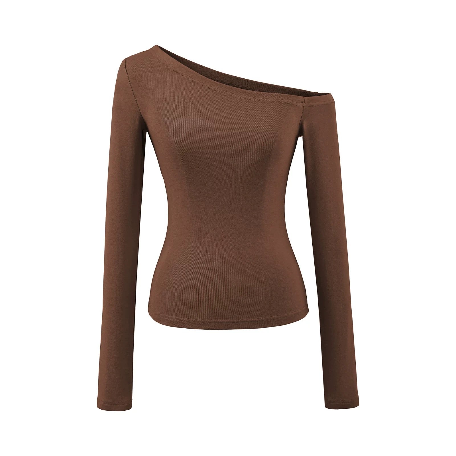 Style Asymmetric Shoulder Long-Sleeve T-Shirt